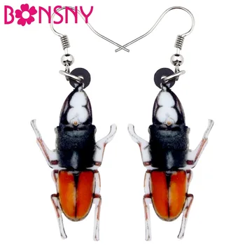 Bonsny Bildirimi Akrilik Böceği Böcek Küpe Büyük Uzun Dangle Bırak Yenilik hayvan figürlü mücevherat Için Kadın Kızlar Bayanlar Aksesuarları