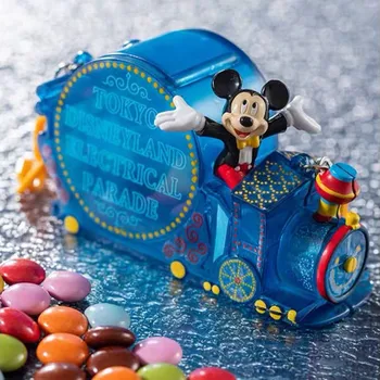 1 Adet 10cm Disney bulmak Japonya Mickey gece turu ışık gösterisi küçük tren şeker kutusu saklama kutusu