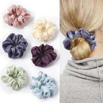Yeni İpek Saten Scrunchies Elastik saç bandı Parlak Renk Saç Scrunchie lastik toka Şapkalar Kızlar Saç Bağları Aksesuarları