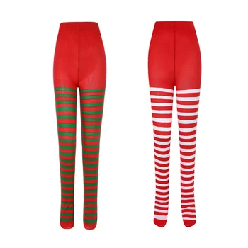 Yumuşak Bebek Renk Blok Külotlu Çorap 4-7Y Kızlar Streç Çizgili Tayt Kızlar için Cadılar Bayramı Noel Cosplay Kostüm Pantolon Tayt