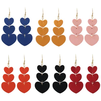 6 Pairs Renkli Kalp sallanan küpe Moda Pu Deri Uzun Dangle Küpe Kadınlar için En İyi Sevgilisi Arkadaşlar Hediyeler Takı Yeni