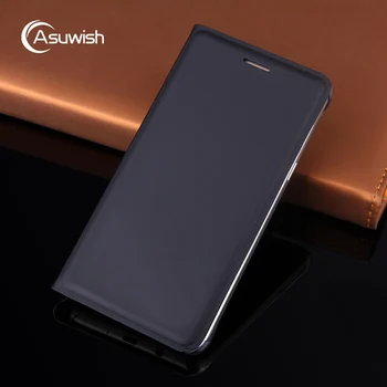 Asuwish Flip Case deri kılıf Samsung Galaxy J5 2016 J5 2015 J3 J7 Pro 2017 J2 J4 J6 Artı J8 2018 Grand Başbakan telefon kılıfı