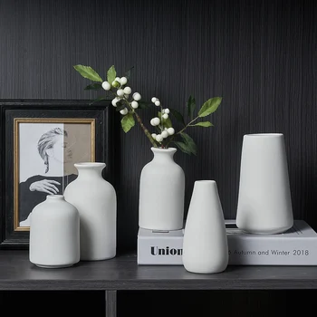Beyaz Seramik Vazo Oturma Odası Dekorasyon Vazolar Nordic Dekorasyon Ev Masa Masa Vazo Küçük Vazolar Çiçekler için Ev Dekor