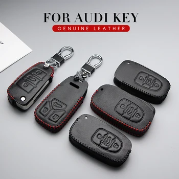Yüksek Kaliteli Deri Araba Anahtarı Durum Kapak İçin Audi A1 A2 A3 A4 A5 A6 A8 Allroad Cabriolet Q2 Q3 Anahtar Parçaları Cilt Kabuk Araba Styling