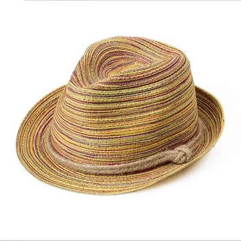 Yazlık şapkalar Kadınlar Erkekler için Yay Hasır Şapkalar Plaj Caz Panama Pelerin Tekne Şapka Kadın Bohemia Seyahat kemik