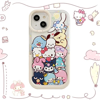 Kawaii Sanrio Hello Kittys Telefon Kılıfı Melodi Cinnamoroll Kuromi iPhone 13 12 11 Pro Max Cep Koruyucu Kabuk Oyuncak Kızlar