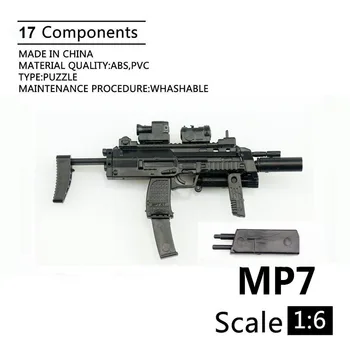 1: 6 Ölçekli MP7 Makineli Tüfek Çift Formu Plastik Monte Ateşli Silah Bulmaca Modeli için 12 İnç Action Figure Askerler