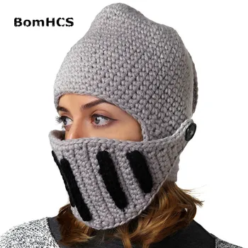 BomHCS Unisex 100 % El Yapımı Örme Şapka Kap Roma Şövalye Kask Siperliği Bere