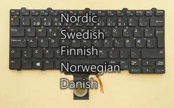 Iskandinav Norveç Danimarka İsveççe Fince dell için klavye Latitude 5250 E5250 E5270 7250 E7250 0H12XY 0 WVFRG Arkadan Aydınlatmalı
