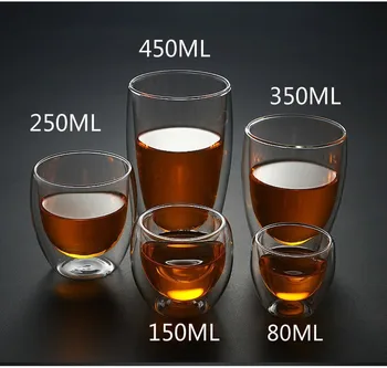 Isıya dayanıklı çift duvarlı kupa bardak 80/250/350/450ml Bira Kahve Fincanları El Yapımı Sağlıklı İçecek Kupa çay Bardağı Şeffaf Drinkware
