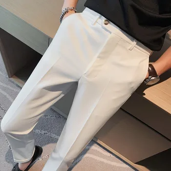 En Kaliteli Pantalon Homme Bahar Yeni Katı Örtü günlük pantolon Erkek Giyim 2022 Slim Fit İş resmi giysi Takım Elbise Pantolon 36