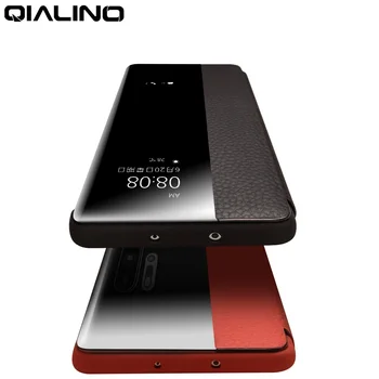 QIALINO Lüks Hakiki Deri Telefon Kılıfı için Huawei P30/P40 Pro Ultra İnce Akıllı Görünüm Wake Uyku Kapak için Huawei Mate30 Pro