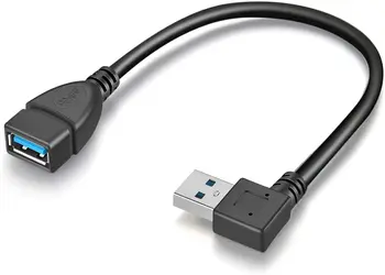 2 Paket SuperSpeed USB 3.0 Açı Erkek Kadın Uzatma Kablosu Dönüştürücü Adaptör Genişletici Kablosu Sol ve Sağ Açı Her Biri