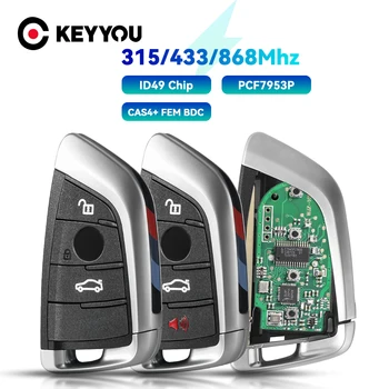 KEYYOU KeylessGo Uzaktan Araba Anahtarı BMW İçin 1 3 5 7 Serisi X1 X3 X5 X6 X7 F CAS4 CAS4+ FEM 2011-2017 ID49 PCF7953 315/433/868MHz
