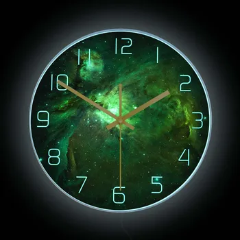 Carina Bulutsusu Göksel Yıldız duvar saati Oturma Odası İçin LED Aydınlatma İle Dış Uzay Galaxy Ev Dekor Gece Lambası Saat