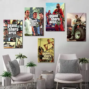 gta v Grand Theft Auto posteri Dekoratif Boyama 24x36 Tuval Poster Duvar Sanatı Oturma Odası Posterler Yatak Odası Boyama