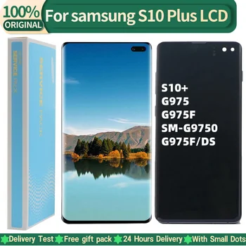 100 % Orijinal AMOLED G975 samsung LCD Galaxy S10 Artı S10+ G975 G975F Ekran dokunmatik ekran digitizer Değiştirme Nokta