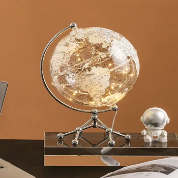 LED şeffaf küre ev dekor ışık Lüks ev süsleme oturma odası çalışma ofis masası süslemeleri küre dünya süslemeleri
