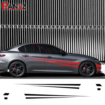 2 adet Araba Sticker Uzun Yan Şerit Çıkartmaları Oto Vinil Wrap DIY dekorasyon çıkartması Araba Yarışı Spor tasarım Araba Tuning Aksesuarları