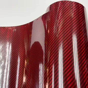 20/30/40 / 50X152CM Kırmızı Lazer Holografik karbon elyaflı vinil levha Araba Sarma Filmi Kendinden Yapışkanlı Etiket Çıkartması DIY İç