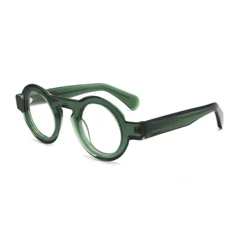 Asetat Optik Gözlük Çerçevesi Erkekler Yuvarlak Retro Miyopi Reçete Gözlük Kadın Okuma Gözlük El Yapımı Gözlük Çerçevesi Gözlük