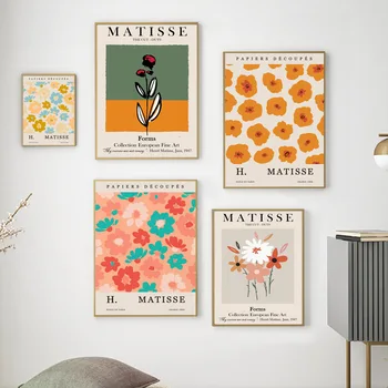 Henri Matisse Çiçek Yaprak Soyut Retro İskandinav Posterler Ve Baskılar duvar sanatı tuval yağlıboya Duvar Resimleri Için Oturma Odası Dekor
