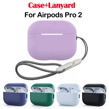 Silikon kapaklı kılıf Airpods İçin Pro 2 Kılıf Kordon Anti-kayıp Kayış Apple AirPods için Pro 2 Kablosuz Kulaklık Fundas