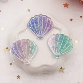 Renkli Glitter kabuk Düz geri Akrilik levha Taklidi Minyatür desen aplike 6 adet DIY Düğün karalama defteri craft OR68
