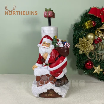 NORTHEUİNS Noel Baba Figürleri Reçine Doku Tutucu Noel Noel Süslemeleri Ev için 2023 Navidad Hediye Mutlu Yeni Yıl Dekor