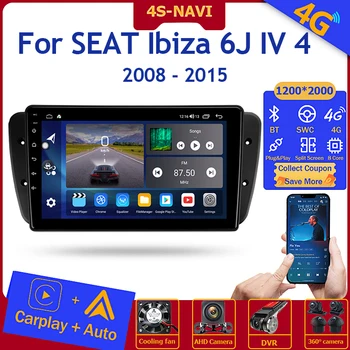 Android Araba Radyo Multimedya Oto Araba Ekran video Oynatıcı SEAT Ibiza İçin 6J IV 4 2008 - 2015 GPS navigasyon başkanı Ünitesi Carplay 4g