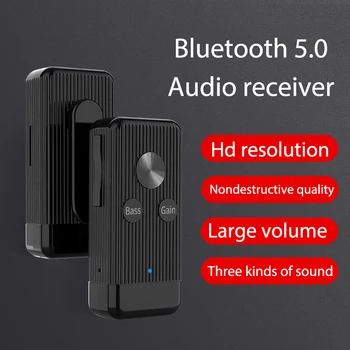 Bluetooth 5.0 Alıcı Verici LCD Kablosuz Adaptör 3.5 MM Jack AUX FM Araç Kiti Handsfree Çağrı ve PC İçin Mic TV Hoparlör