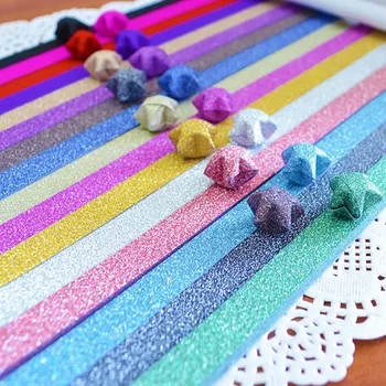 60 adet / grup Katlama Kiti Şanslı Origami Gökkuşağı Renk Saf Renk İnci Parlaklık kağıt Dilek Yıldız Kağıt Şeritler Kağıt El Sanatları Hediye