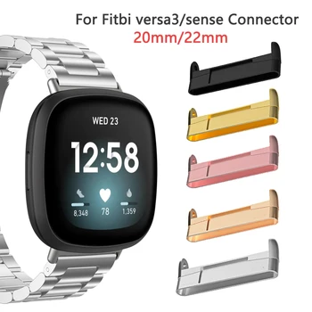 2 Adet 20mm 22mm Saat Konektörü Fitbit Sense Versa3 Paslanmaz Çelik Metal Adaptörü Fitbit Versa için 3 akıllı saat Aksesuarları