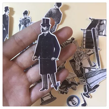 50 Adet / paket Günlüğü Siyah Beyaz İnsanlar Mobilya Sticker DIY Craft Scrapbooking Albümü Önemsiz Günlüğü Planlayıcısı Dekoratif Çıkartmalar