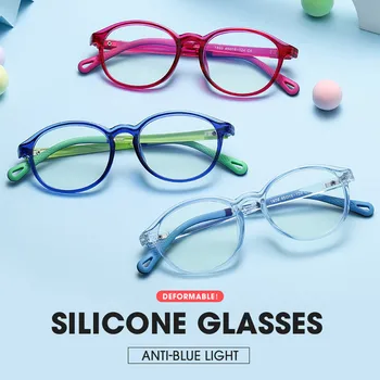 Seemfly Anti mavi ışık engelleme gözlük çocuklar moda kare çerçeve şeffaf Lens bilgisayar gözlüğü düz ayna çocuk gözlük