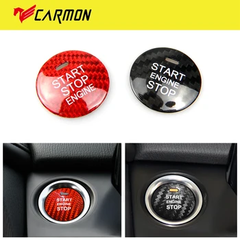 CARMON Mazda Axela Atenza ıçin CX-3 CX-4 CX-5 MX-5 Aksesuarları Sticker Karbon Fiber Iç Araba Motor Çalıştırma Düğmesi ayar kapağı