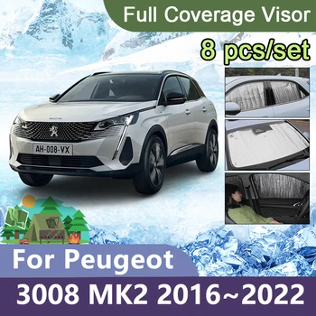Tam Kapsama Güneş Şemsiyeleri Peugeot 3008 2 İçin P84 2016~2022 Araba Güneş Koruma Ön Camları Yan Pencere Siperliği Aksesuarları 2017 2019