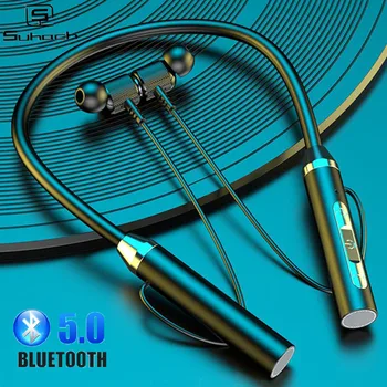 Kulaklık Bluetooth 5.0 Manyetik Boyun Bandı kablosuz kulaklıklar Spor Hifi Kulaklık Su Geçirmez Gürültü Azaltma mikrofonlu kulaklık