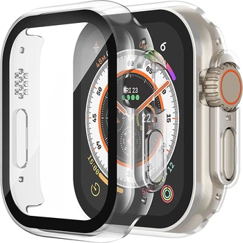 Cam + Kılıf Apple İçin İzle serisi 49mm Ultra 49mm smartwatch PC Ekran Koruyucu Tampon Temperli Aksesuarları iwatch Ultra kapak