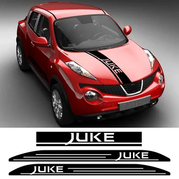 Nissan Juke için Lot Yarış Styling Araba Vücut Motor Kapağı Sticker Oto Kapı Yan Etek Vinil Çıkartması Hood Bonnet Spor Çizgili 3 ADET