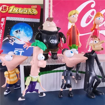 Disney Anime Phineas ve Ferb Kawaii Mini Bebek Flynn Aksiyon şekilli kalıp Erkek Kız Çocuk Oyuncakları Hediye Koleksiyonu Heykelcik
