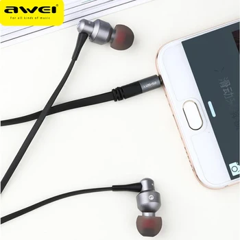 Aweı ES-50TY Bas Kablolu mikrofonlu kulaklık Buğday Metal Gürültü Azaltma kulaklıklar Telefonları Android Müzik Oyun Spor kulaklık