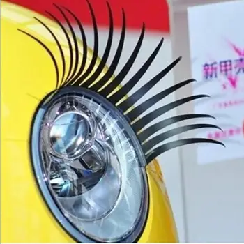 3D Büyüleyici Siyah Yanlış Eyelashes Sahte Göz Kirpik Sticker Araba Far Dekorasyon Komik Çıkartması
