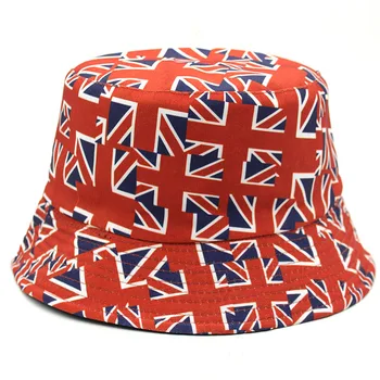 Yaz İngiltere Bayrağı Kova Şapka Erkekler Hip Hop Panama Kapaklar Erkek Kız Seyahat Güneş Koruyucu Şapkalar Kadın Moda İngiliz Bayrağı güneş şapkaları