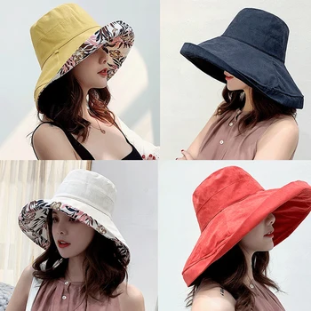 2022 kadın Şapka Kova şapka Panama Kadın Dört Mevsim Balıkçı Şapka Büyük şapka Çift Taraflı Balıkçı Şapka güneşlik kapağı