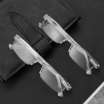 Unisex Ultralight Reçine Lens Şeffaf Gümüş Presbiyopik Gözlük okuma gözlüğü Plastik Çerçeve Düz Ayna Gözlük