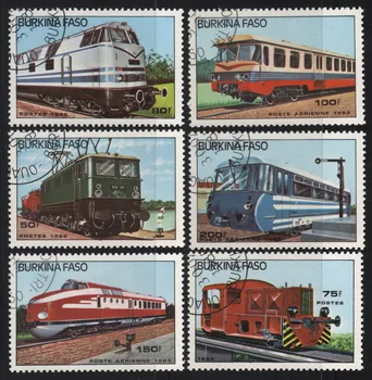 6 Adet/takım Burkina Faso Posta Pulları 1985 Trenler Kullanılan Posta İşaretli Posta Pulları Toplamak için