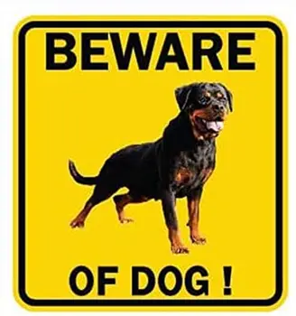 Etiket Dikkat Köpek Rottweiler Sarı İşareti Sembol Logo Resim Uyarı Uyarı Güvenlik Güvenlik Çit Duvar Ev Ev Bahçe