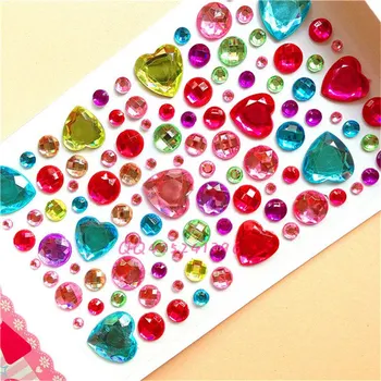 1 Sayfalık Glitter Kalp Tarzı Kristal Mücevher Elmas Sticker DIY 3D Kristal Rhinestones Çıkartmalar Kendinden Yapışkanlı Etiket