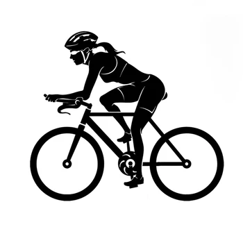 15.4 CM * 13.5 CM Spor Bisiklet Kadın Kadın Bisikletçi Vinil Çıkartması Araba Sticker S9-0232